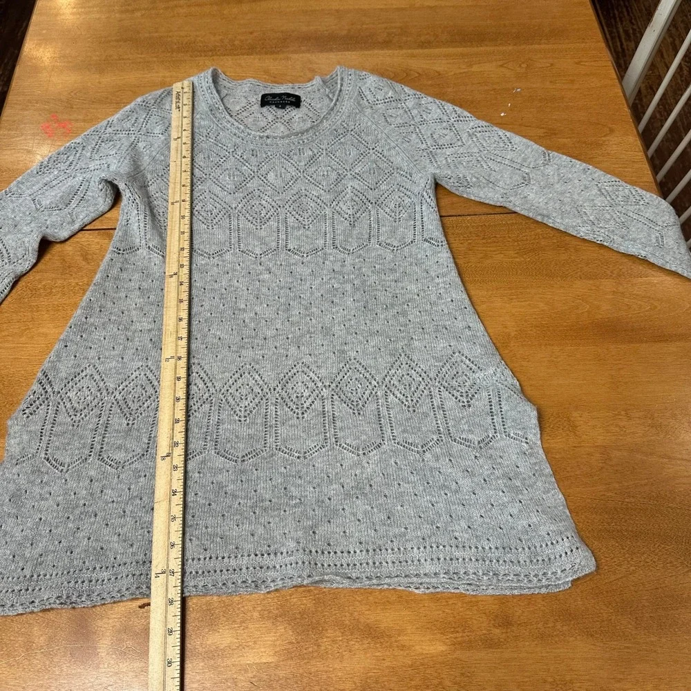 Claudia Nichole 100% Cashmere Lightweight Sweater Sz S Eyelet Tunic Quiet Luxury